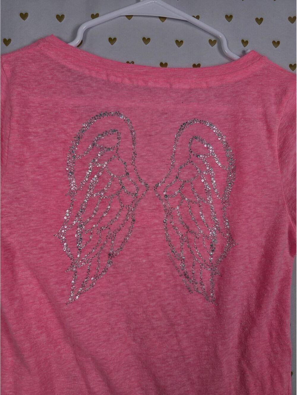 Victorias Secret ANGEL BLING WINGS Neon V neck SUPERMODEL ESSENTIALS Tee Shirt - Picture 9 of 9